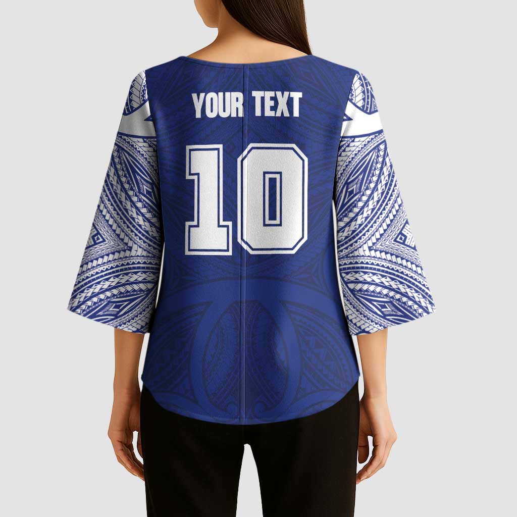 Custom Samoa Rugby Kimono Sleeve Blouse Pacific Motifs - Polynesian Pride