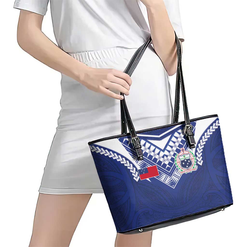 Samoa Rugby Leather Tote Bag Pacific Motifs - Polynesian Pride