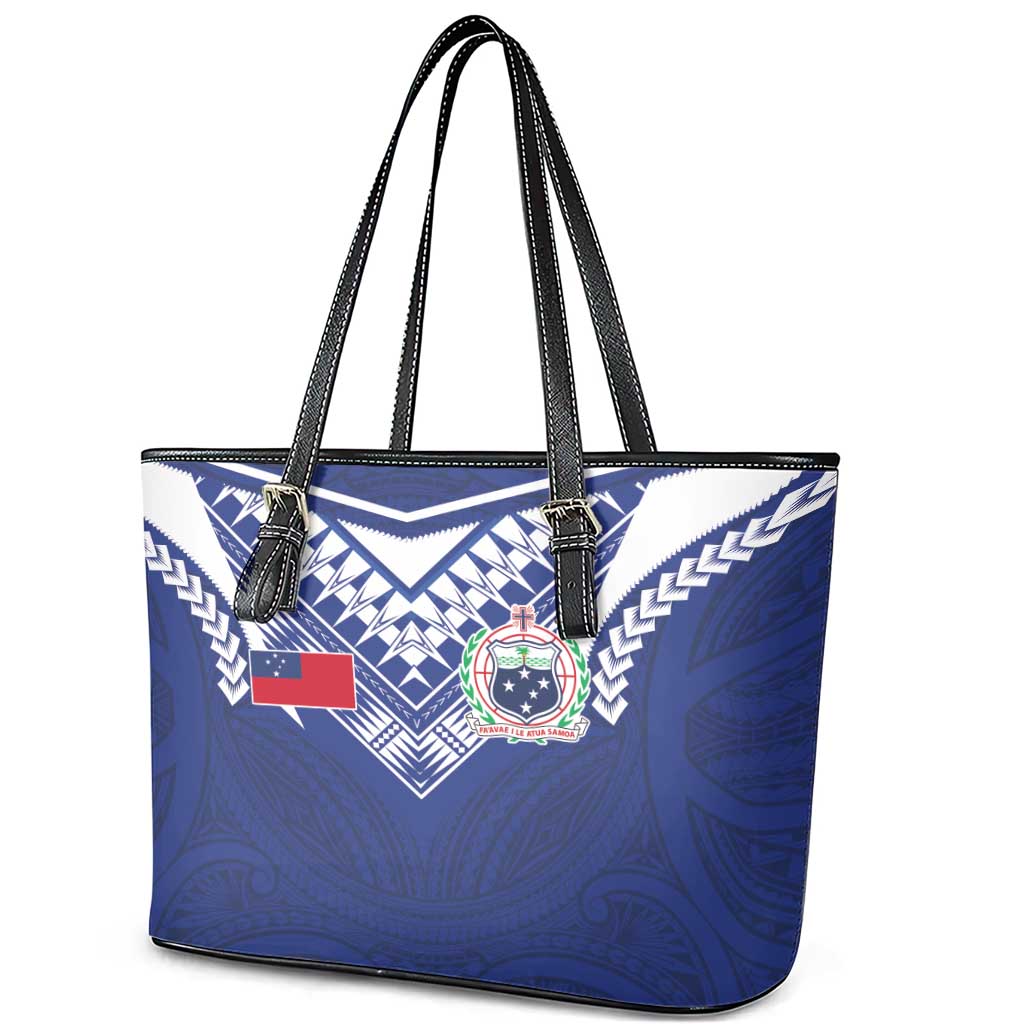 Samoa Rugby Leather Tote Bag Pacific Motifs - Polynesian Pride