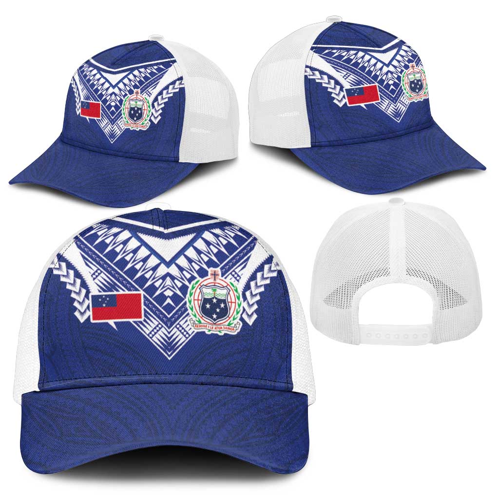 Samoa Rugby Mesh Trucker Cap Pacific Motifs - Polynesian Pride