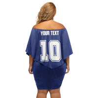 Custom Samoa Rugby Off Shoulder Short Dress Pacific Motifs - Polynesian Pride