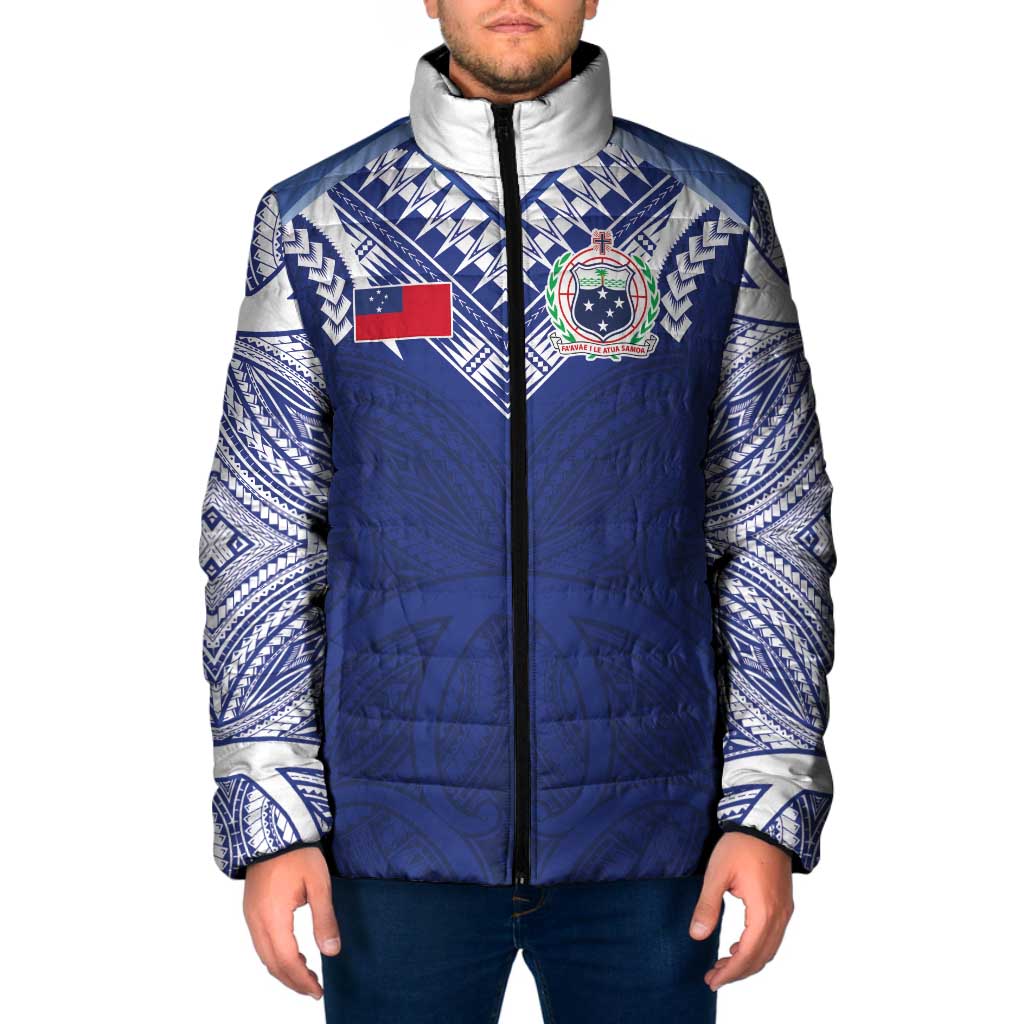 Custom Samoa Rugby Padded Jacket Pacific Motifs - Polynesian Pride