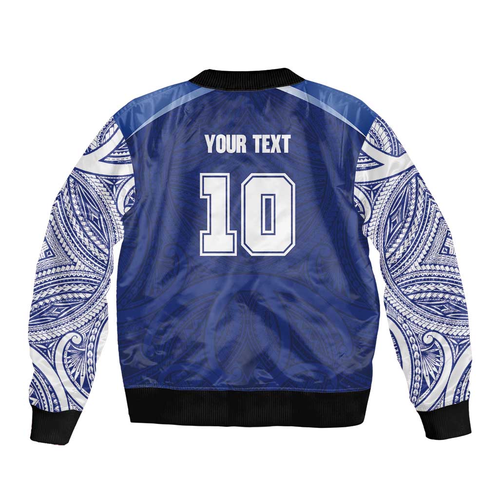 Custom Samoa Rugby Sleeve Zip Bomber Jacket Pacific Motifs LT03 - Polynesian Pride