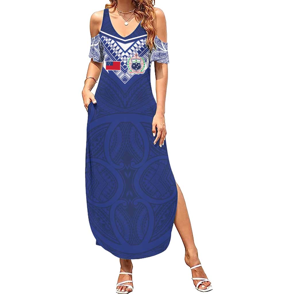 Custom Samoa Rugby Summer Maxi Dress Pacific Motifs - Polynesian Pride