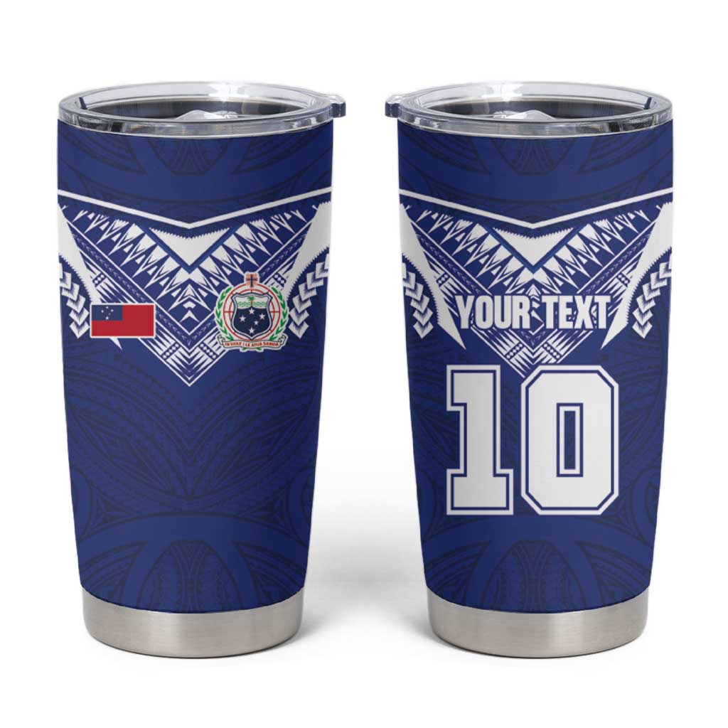 Custom Samoa Rugby Tumbler Cup Pacific Motifs - Polynesian Pride