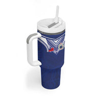 Custom Samoa Rugby Tumbler With Handle Pacific Motifs LT03 - Polynesian Pride