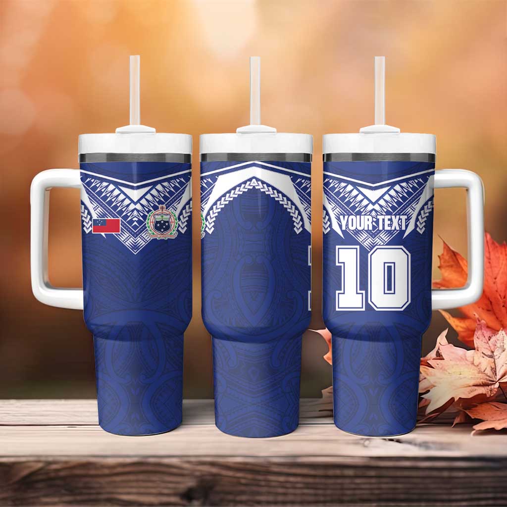 Custom Samoa Rugby Tumbler With Handle Pacific Motifs LT03 - Polynesian Pride