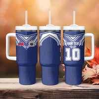 Custom Samoa Rugby Tumbler With Handle Pacific Motifs LT03 - Polynesian Pride