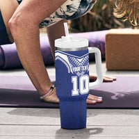 Custom Samoa Rugby Tumbler With Handle Pacific Motifs LT03 - Polynesian Pride