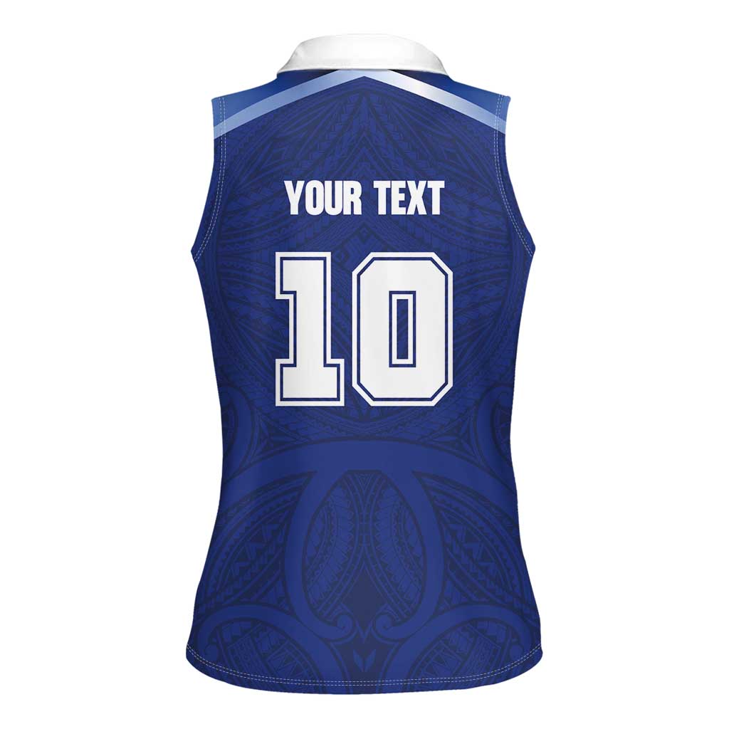 Custom Samoa Rugby Women Sleeveless Polo Shirt Pacific Motifs - Polynesian Pride