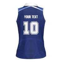 Custom Samoa Rugby Women Sleeveless Polo Shirt Pacific Motifs - Polynesian Pride