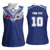 Custom Samoa Rugby Women Sleeveless Polo Shirt Pacific Motifs - Polynesian Pride