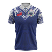 Custom Samoa Rugby Zipper Polo Shirt Pacific Motifs - Polynesian Pride