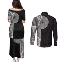 Samoan Tatau Couples Matching Puletasi and Long Sleeve Button Shirt Art Tribal Traditional Tattoos - Polynesian Pride