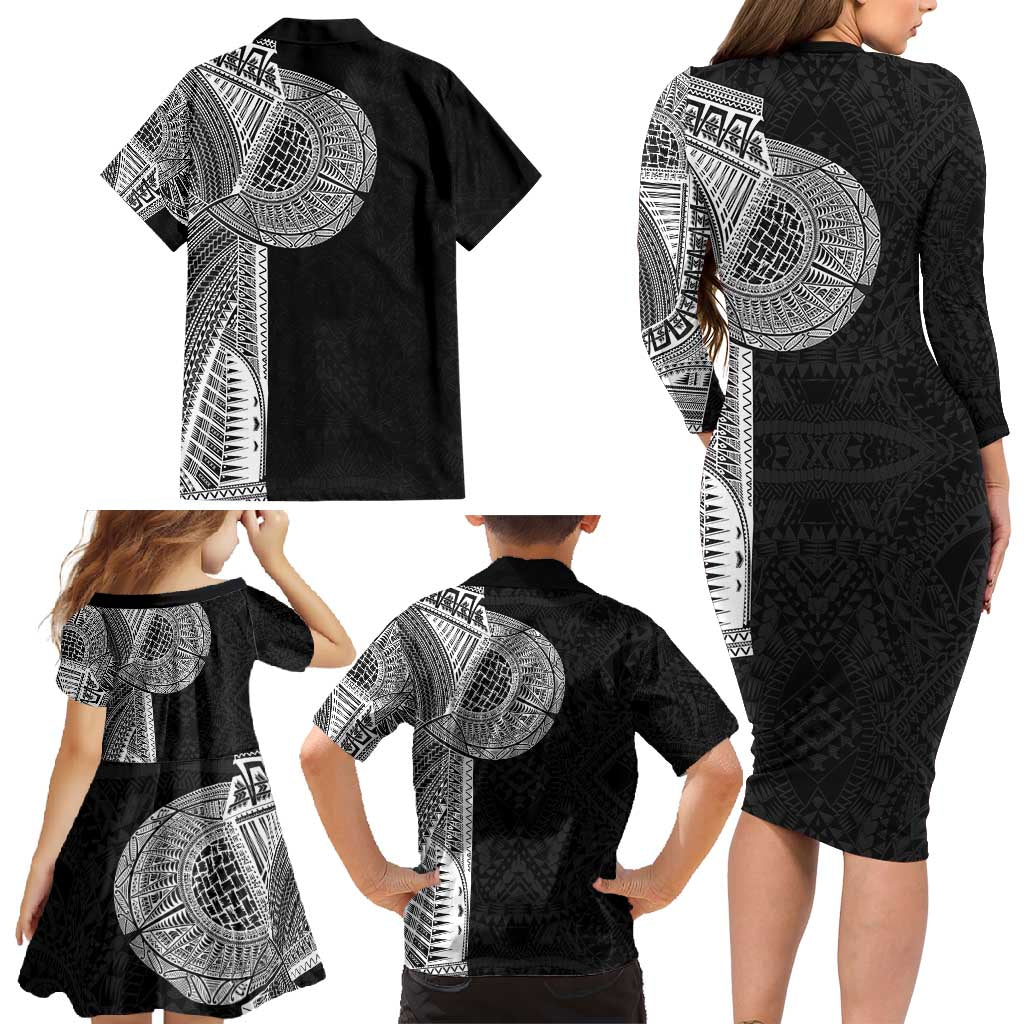 Samoan Tatau Family Matching Long Sleeve Bodycon Dress and Hawaiian Shirt Art Tribal Traditional Tattoos - Polynesian Pride