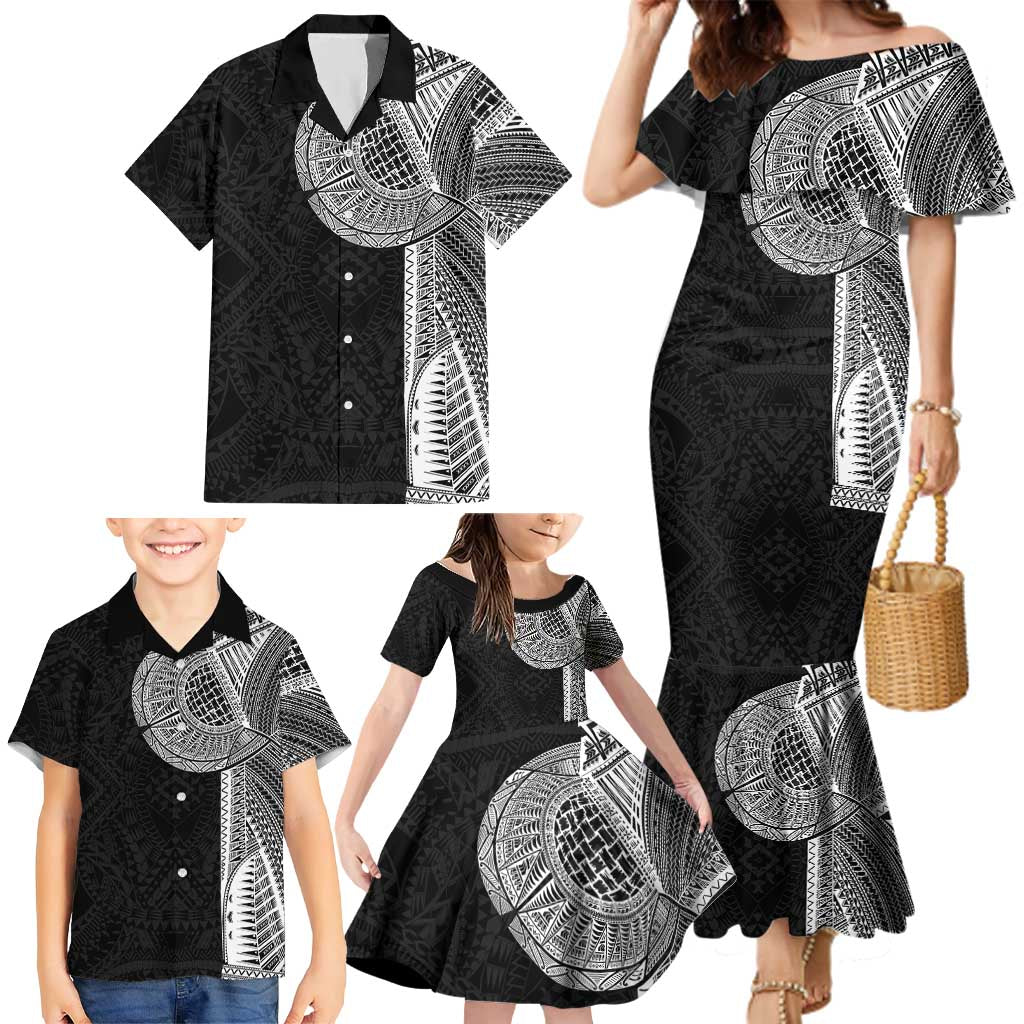 Samoan Tatau Family Matching Mermaid Dress and Hawaiian Shirt Art Tribal Traditional Tattoos - Polynesian Pride