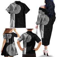 Samoan Tatau Family Matching Off The Shoulder Long Sleeve Dress and Hawaiian Shirt Art Tribal Traditional Tattoos - Polynesian Pride