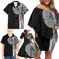 Samoan Tatau Family Matching Off Shoulder Short Dress and Hawaiian Shirt Art Tribal Traditional Tattoos - Polynesian Pride