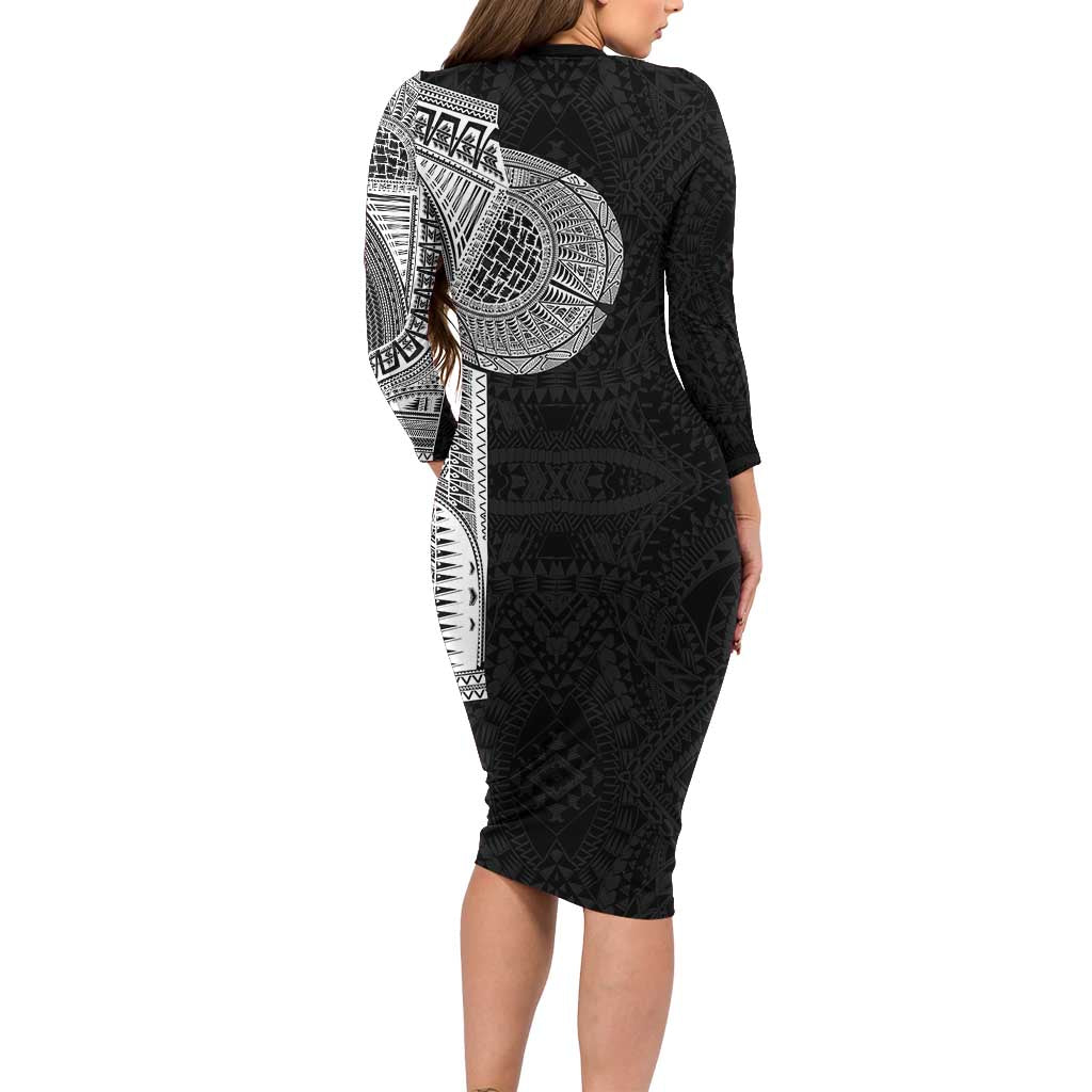 Samoan Tatau Long Sleeve Bodycon Dress Art Tribal Traditional Tattoos - Polynesian Pride