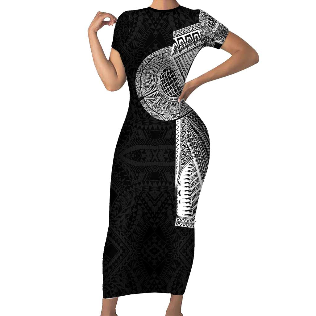 Samoan Tatau Short Sleeve Bodycon Dress Art Tribal Traditional Tattoos - Polynesian Pride
