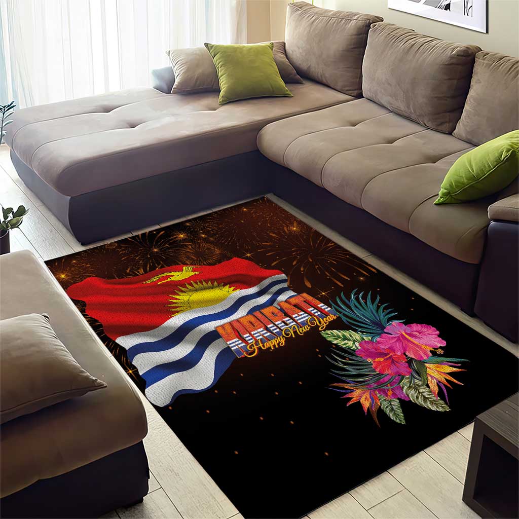 Kiribati Flag and Fireworks Area Rug First Place Welcome the New Year - Polynesian Pride