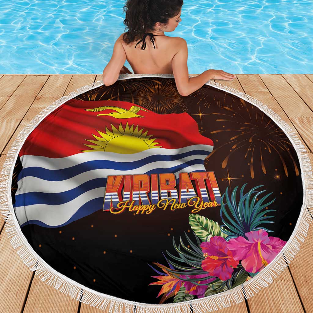 Kiribati Flag and Fireworks Beach Blanket First Place Welcome the New Year - Polynesian Pride