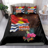 Kiribati Flag and Fireworks Bedding Set First Place Welcome the New Year - Polynesian Pride