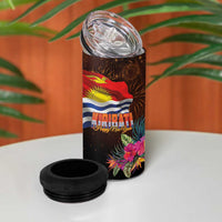 Kiribati Flag and Fireworks 4 in 1 Can Cooler Tumbler First Place Welcome the New Year - Polynesian Pride