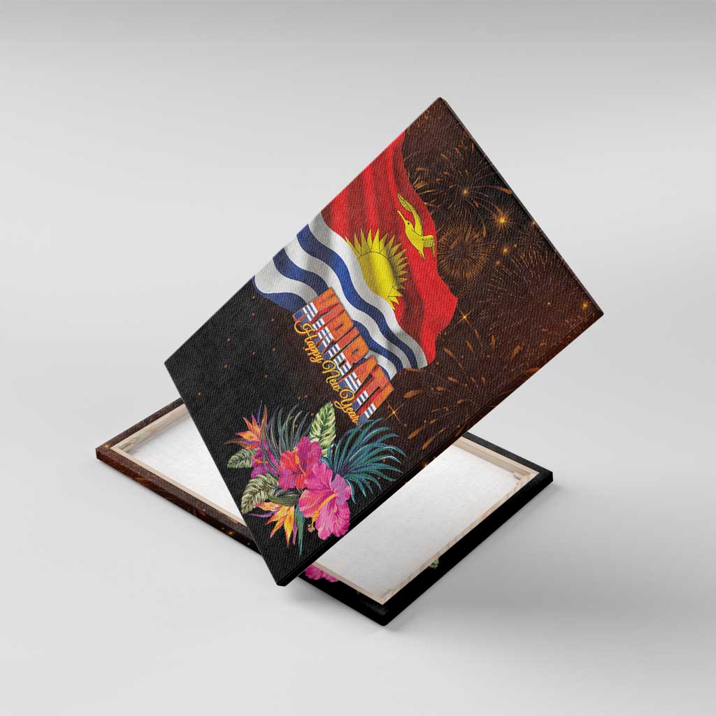 Kiribati Flag and Fireworks Canvas Wall Art First Place Welcome the New Year - Polynesian Pride