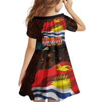 Kiribati Flag and Fireworks Family Matching Off Shoulder Short Dress and Hawaiian Shirt First Place Welcome the New Year - Polynesian Pride