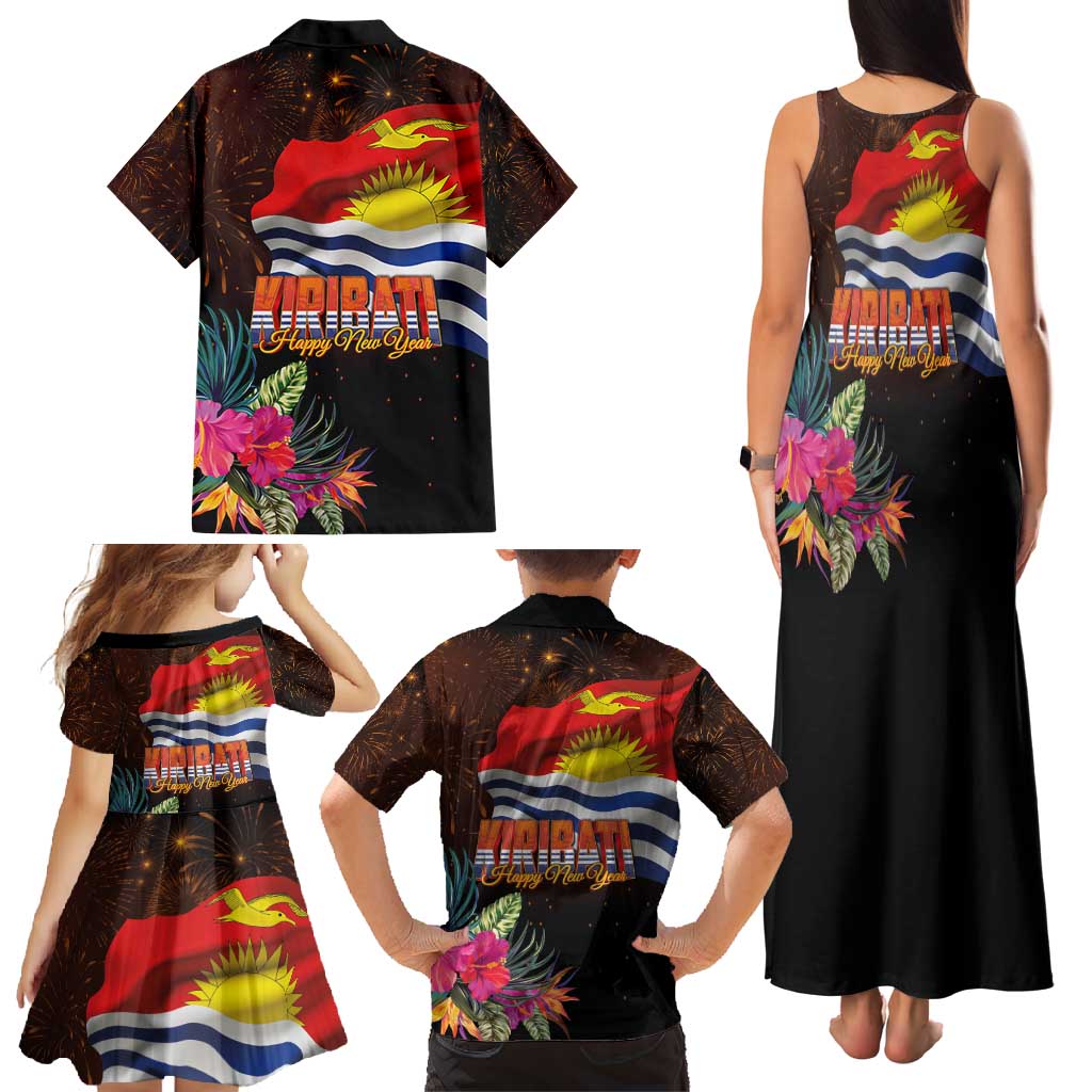 Kiribati Flag and Fireworks Family Matching Tank Maxi Dress and Hawaiian Shirt First Place Welcome the New Year - Polynesian Pride