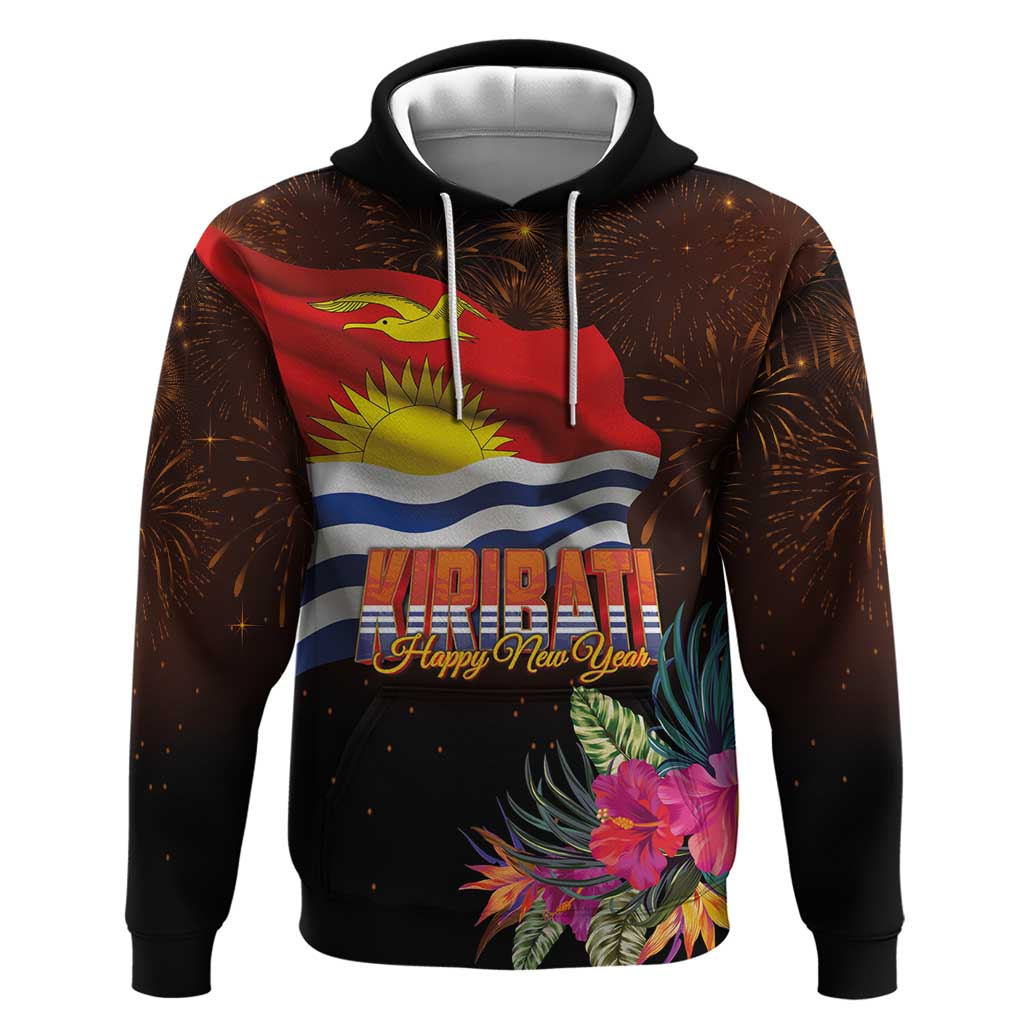 Kiribati Flag and Fireworks Hoodie First Place Welcome the New Year - Polynesian Pride