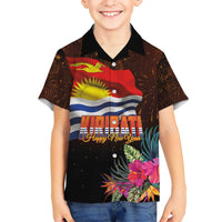 Kiribati Flag and Fireworks Kid Hawaiian Shirt First Place Welcome the New Year - Polynesian Pride