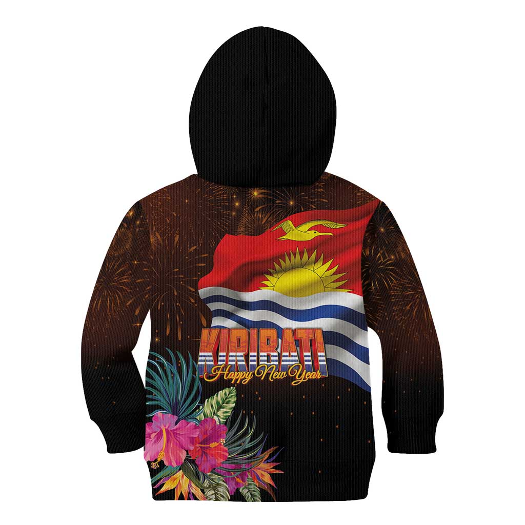 Kiribati Flag and Fireworks Kid Hoodie First Place Welcome the New Year - Polynesian Pride