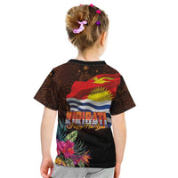 Kiribati Flag and Fireworks Kid T Shirt First Place Welcome the New Year - Polynesian Pride