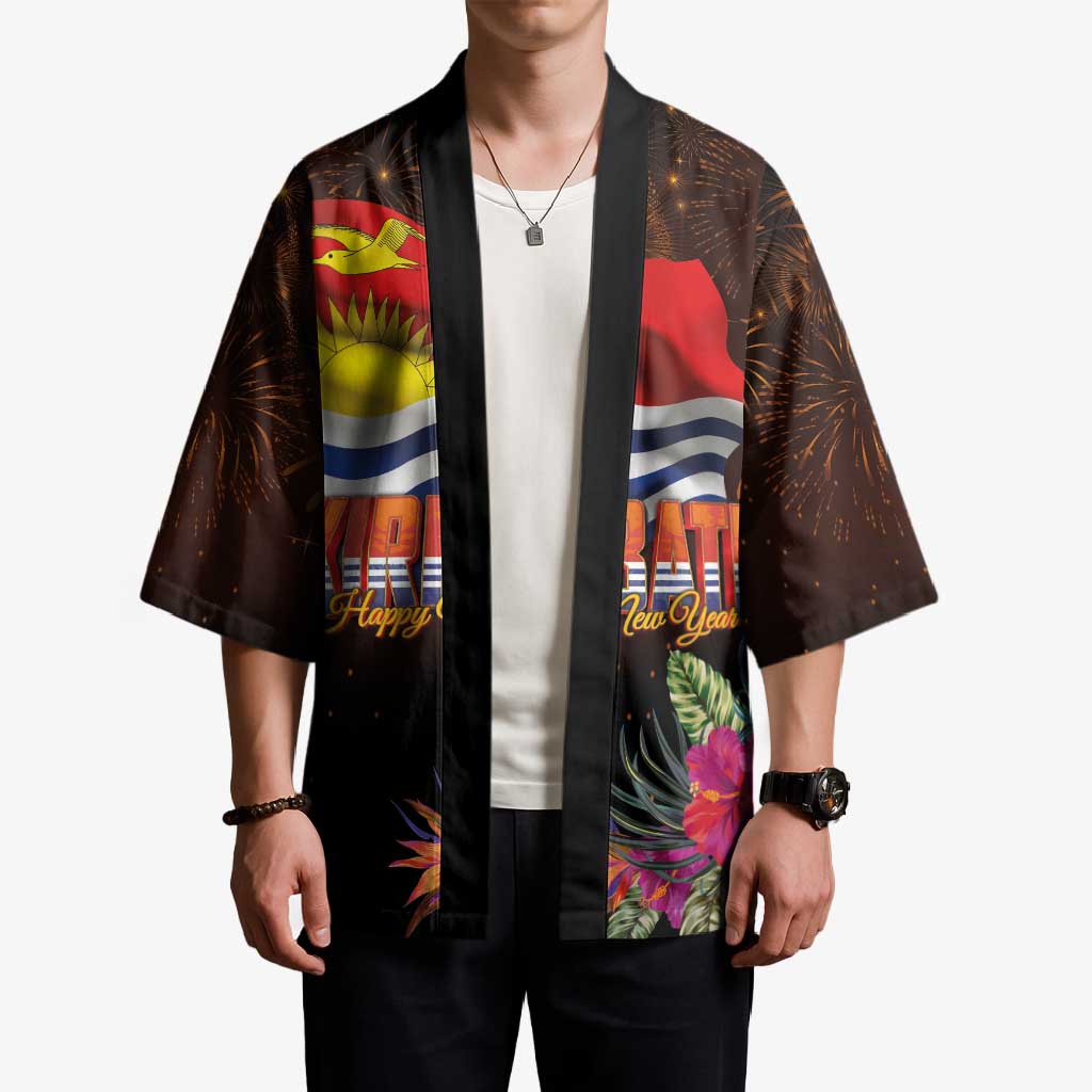 Kiribati Flag and Fireworks Kimono First Place Welcome the New Year - Polynesian Pride