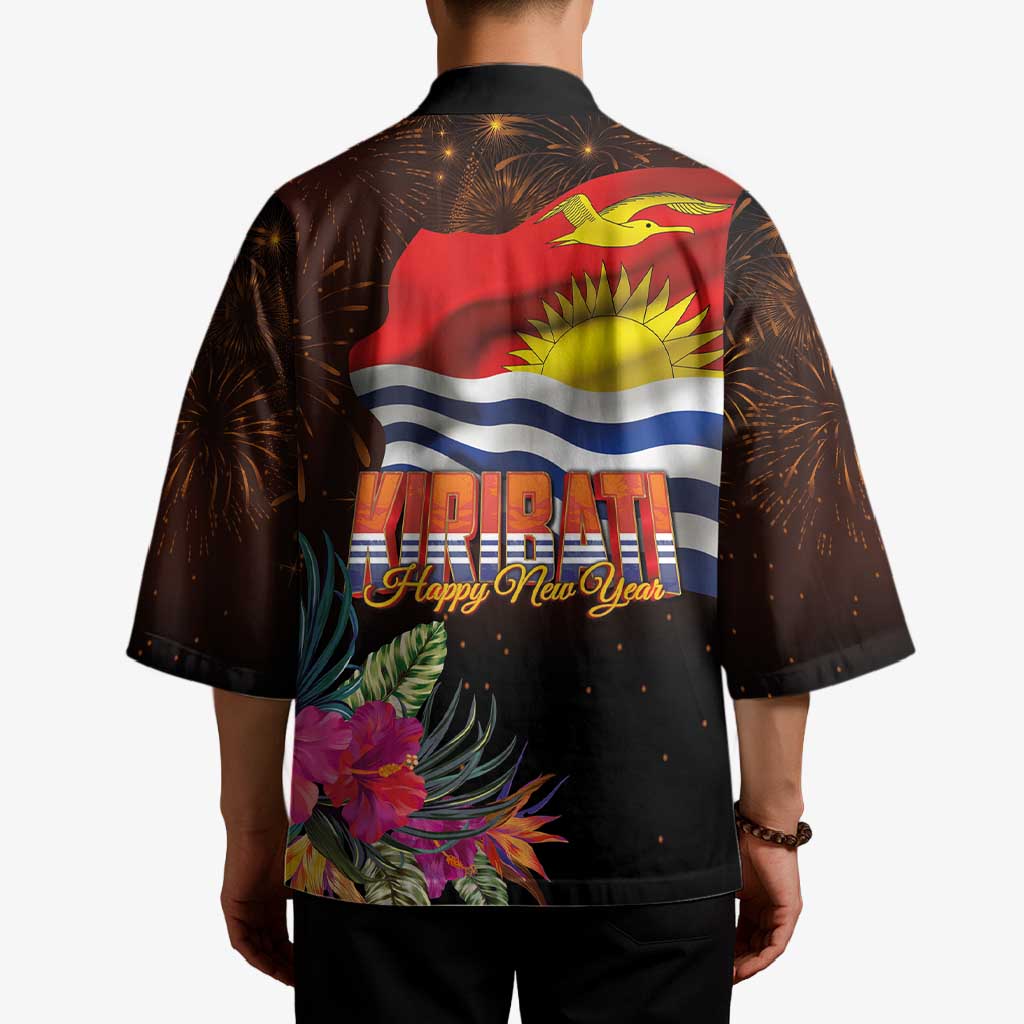 Kiribati Flag and Fireworks Kimono First Place Welcome the New Year - Polynesian Pride