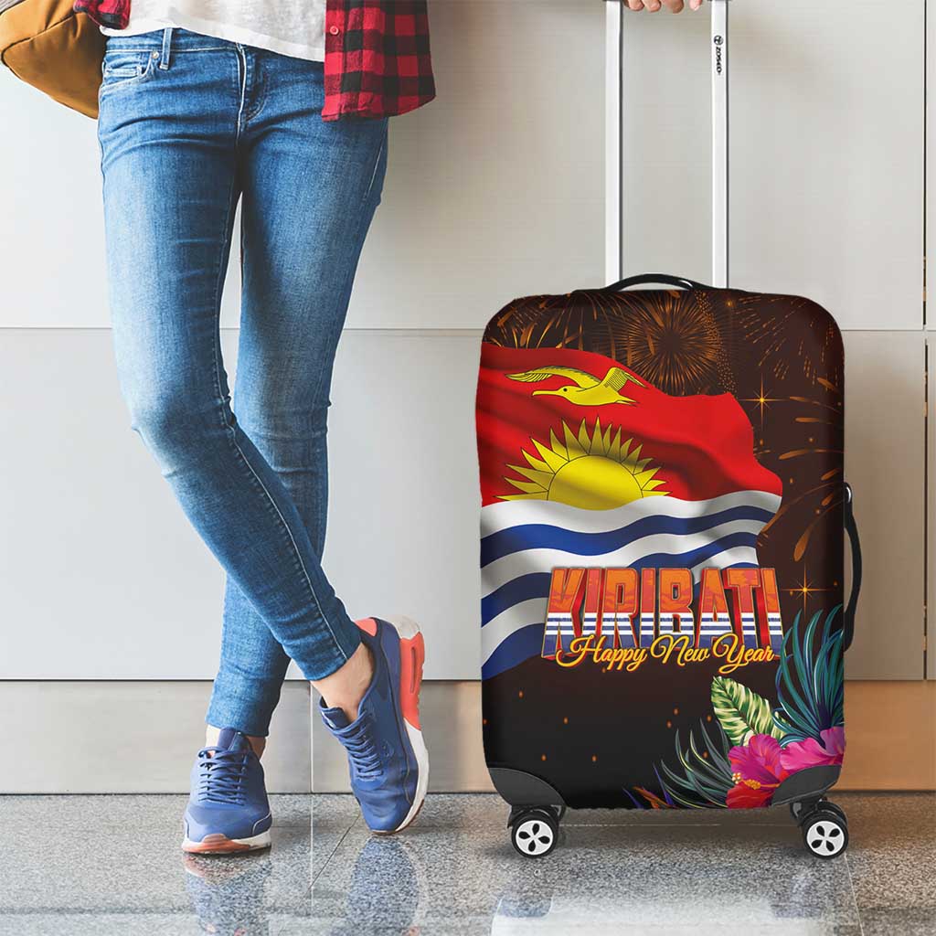 Kiribati Flag and Fireworks Luggage Cover First Place Welcome the New Year - Polynesian Pride