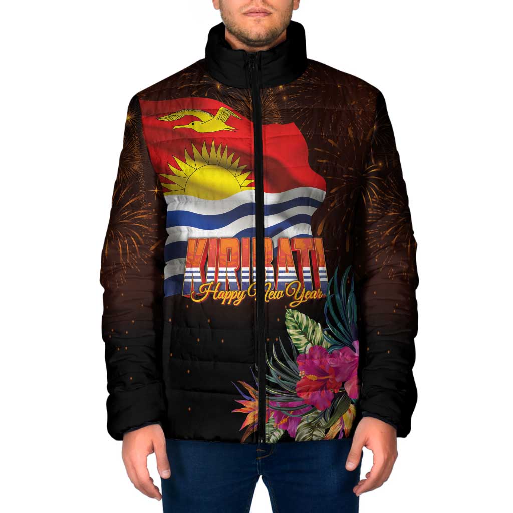 Kiribati Flag and Fireworks Padded Jacket First Place Welcome the New Year - Polynesian Pride