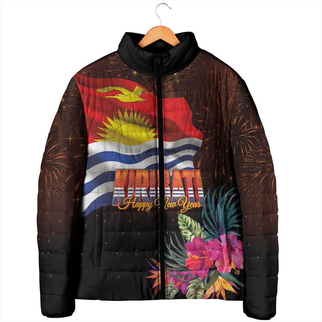 Kiribati Flag and Fireworks Padded Jacket First Place Welcome the New Year - Polynesian Pride