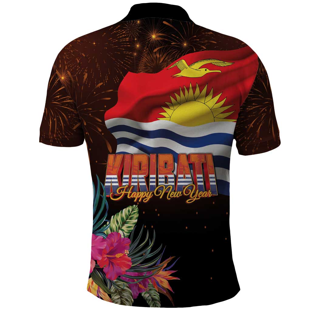 Kiribati Flag and Fireworks Polo Shirt First Place Welcome the New Year - Polynesian Pride