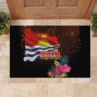 Kiribati Flag and Fireworks Rubber Doormat First Place Welcome the New Year - Polynesian Pride