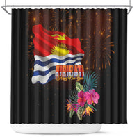 Kiribati Flag and Fireworks Shower Curtain First Place Welcome the New Year - Polynesian Pride