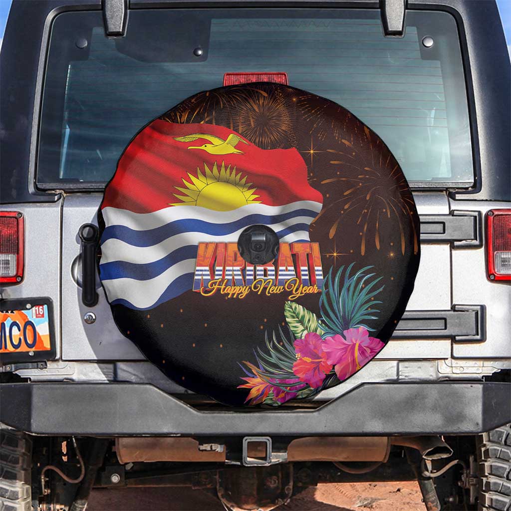 Kiribati Flag and Fireworks Spare Tire Cover First Place Welcome the New Year - Polynesian Pride