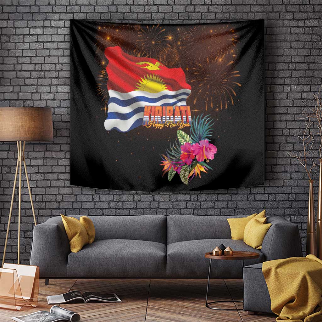Kiribati Flag and Fireworks Tapestry First Place Welcome the New Year - Polynesian Pride