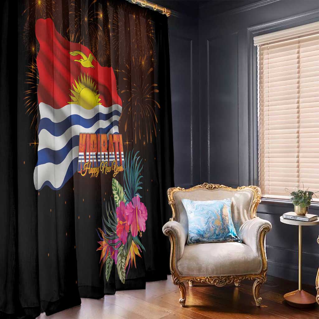 Kiribati Flag and Fireworks Window Curtain First Place Welcome the New Year - Polynesian Pride