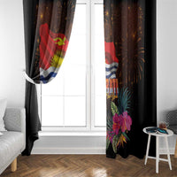 Kiribati Flag and Fireworks Window Curtain First Place Welcome the New Year - Polynesian Pride