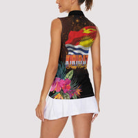Kiribati Flag and Fireworks Women Sleeveless Polo Shirt First Place Welcome the New Year - Polynesian Pride