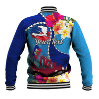 Personalised Haiti 220th Anniversary Independence Day Baseball Jacket Ayiti Flower with Polynesian Pattern LT03 - Polynesian Pride