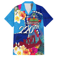 Personalised Haiti 220th Anniversary Independence Day Family Matching Long Sleeve Bodycon Dress and Hawaiian Shirt Ayiti Flower with Polynesian Pattern LT03 Dad's Shirt - Short Sleeve Blue - Polynesian Pride